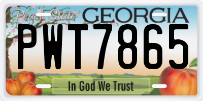 GA license plate PWT7865