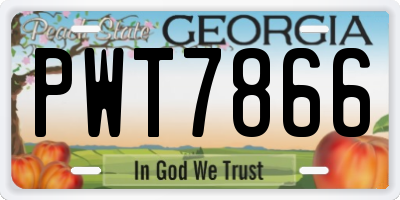 GA license plate PWT7866