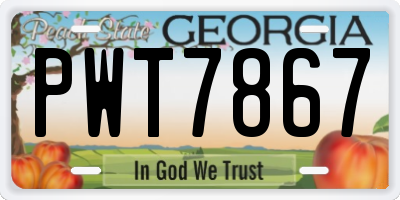 GA license plate PWT7867