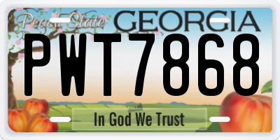 GA license plate PWT7868