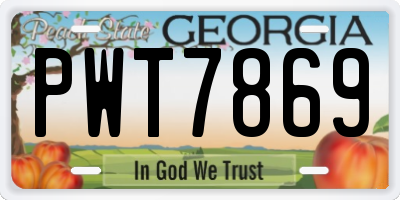 GA license plate PWT7869