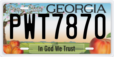 GA license plate PWT7870