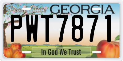 GA license plate PWT7871