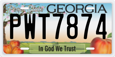 GA license plate PWT7874