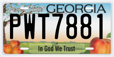 GA license plate PWT7881