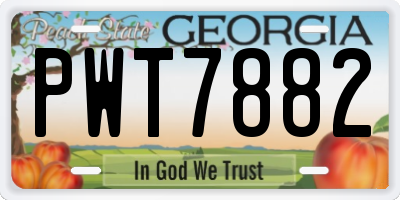 GA license plate PWT7882