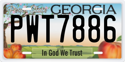 GA license plate PWT7886