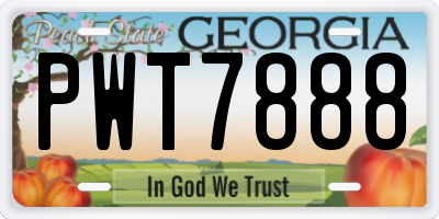 GA license plate PWT7888