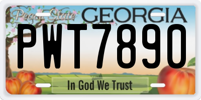 GA license plate PWT7890