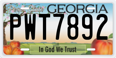 GA license plate PWT7892