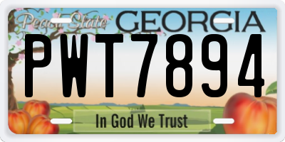 GA license plate PWT7894