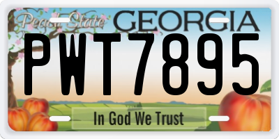 GA license plate PWT7895