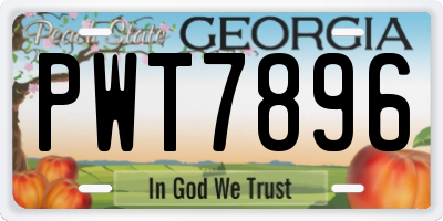GA license plate PWT7896