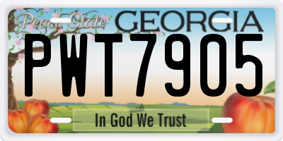 GA license plate PWT7905