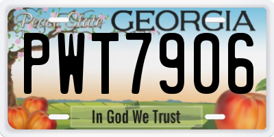 GA license plate PWT7906