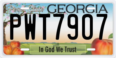 GA license plate PWT7907