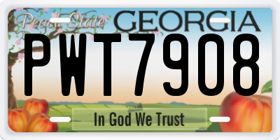 GA license plate PWT7908