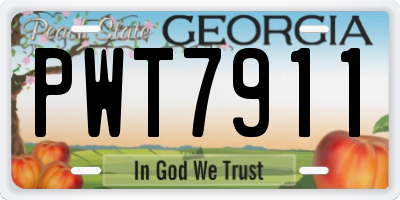 GA license plate PWT7911