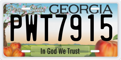 GA license plate PWT7915