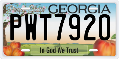 GA license plate PWT7920
