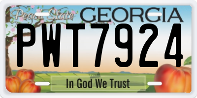 GA license plate PWT7924