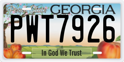 GA license plate PWT7926