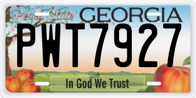 GA license plate PWT7927