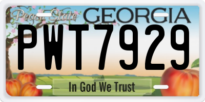 GA license plate PWT7929