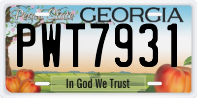 GA license plate PWT7931