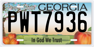 GA license plate PWT7936