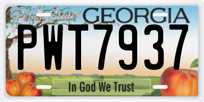 GA license plate PWT7937