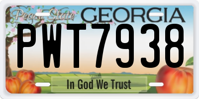 GA license plate PWT7938