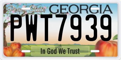 GA license plate PWT7939