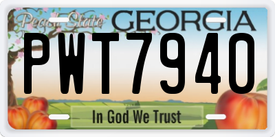 GA license plate PWT7940