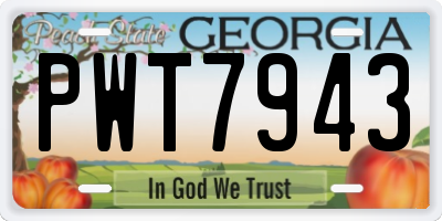 GA license plate PWT7943