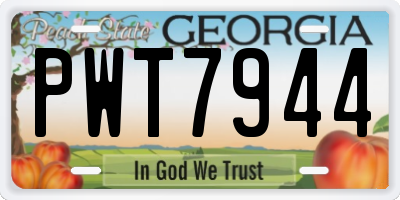 GA license plate PWT7944
