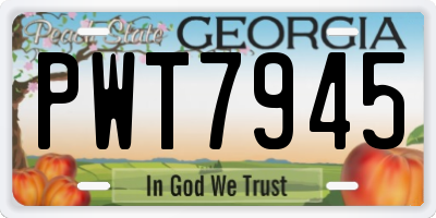 GA license plate PWT7945