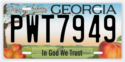 GA license plate PWT7949