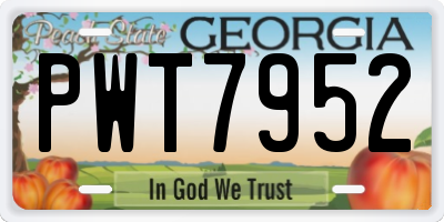 GA license plate PWT7952