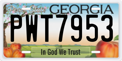 GA license plate PWT7953
