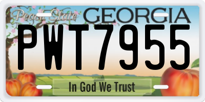 GA license plate PWT7955