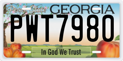 GA license plate PWT7980