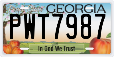 GA license plate PWT7987