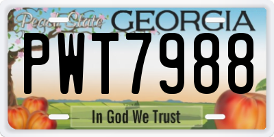 GA license plate PWT7988