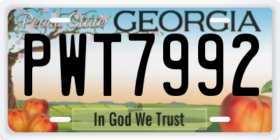 GA license plate PWT7992