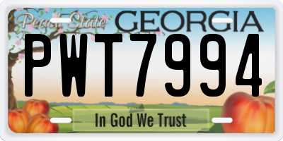 GA license plate PWT7994