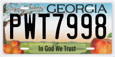 GA license plate PWT7998