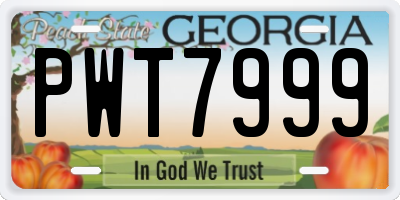 GA license plate PWT7999
