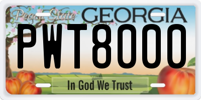GA license plate PWT8000