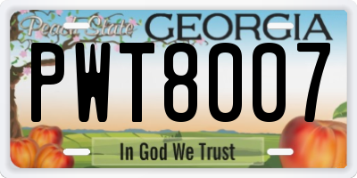 GA license plate PWT8007